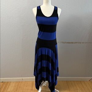 Elegant Black and Blue High-Low Women's Dress
